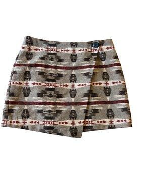 BB Dakota Southwestern Blanket Print Wrap Mini Skirt Size 4 Boho Western